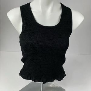 Japna Ribbed Black Crop Tank Top by Japna